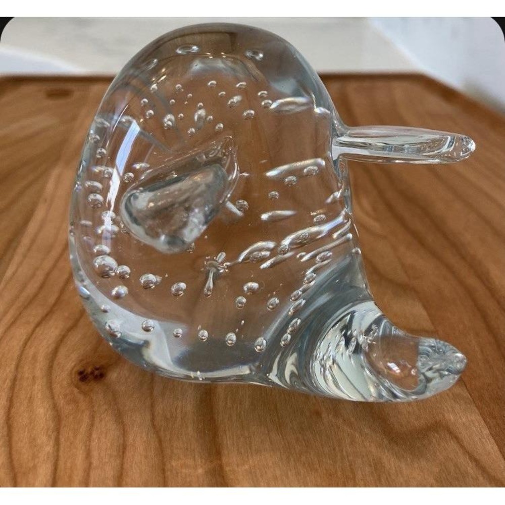 Clear Art Glass Pig Paperweight Controlled Bubbles So‎ Cute & Unique!